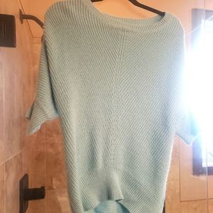 Fuzzy knit turquoise sweater
